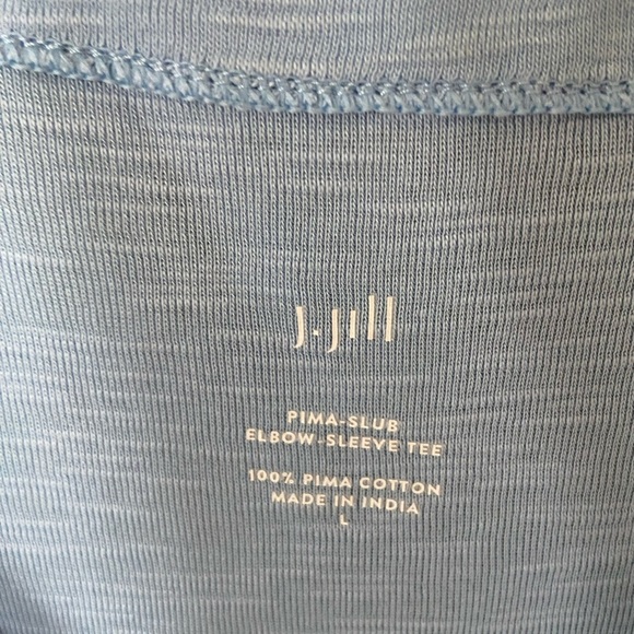 J Jill Prima Cotton Elbows Women's Light Blue Top size L - Picture 2 of 4